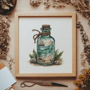 Sea in Bottle Cross stitch Pattern, Sea In Bottle Cross Stitch, Cross Stitch Pattern, cross stitch kit, PDF Pattern