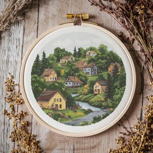 Village v2 Cross stitch Pattern, Village Cross Stitch, Cross Stitch Pattern, cross stitch kit, PDF Pattern