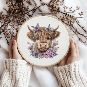 Highland cow Cross stitch Pattern, Highland cow Cross Stitch, Cross Stitch Pattern, cross stitch kit, PDF Pattern