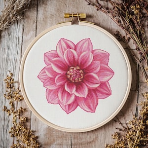 Dahlia flower Cross stitch Pattern, Dahlia flower Cross Stitch, Cross Stitch Pattern, cross stitch kit, PDF Pattern