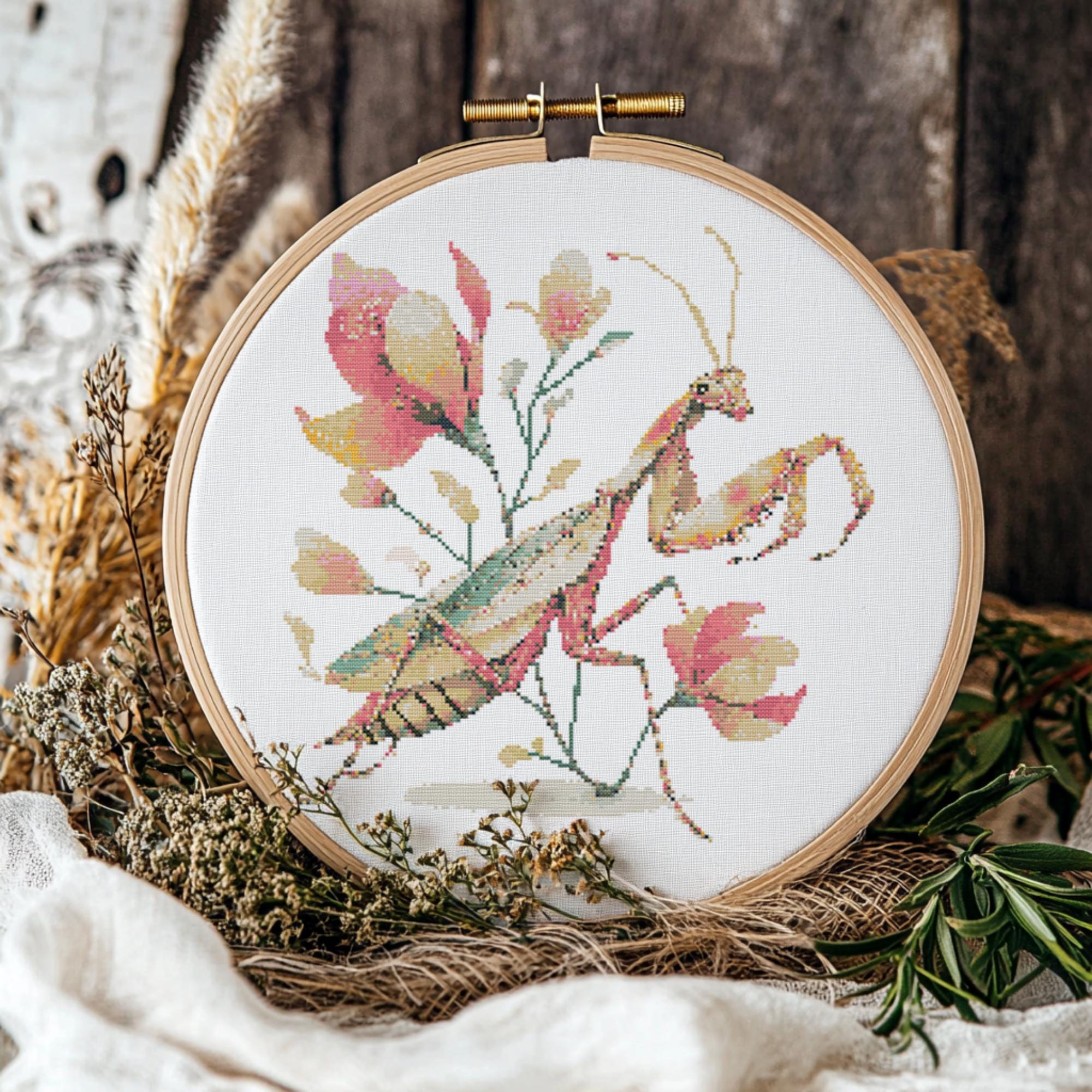 Praying Mantis Cross Stitch Pattern, Praying Mantis Cross Stitch