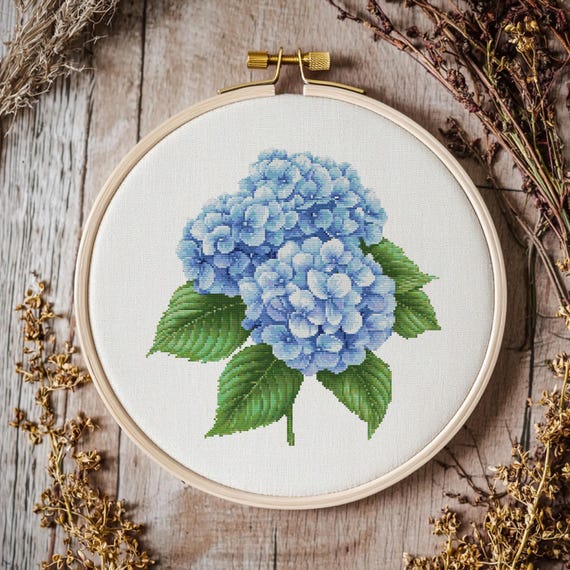 Hortensia gnome imprimé kit de point de croix 30x30cm bricolage 18ct broderie ensemble d'artisanat