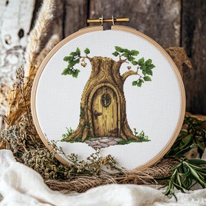 Baumstamm Tür Kreuzstichmuster, Baum Kreuzstich, Kreuzstichmuster, Kreuzstichpackung, PDF Muster