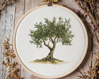 Patrón de punto de cruz de olivo, punto de cruz de olivo, patrón de punto de cruz, kit de punto de cruz, patrón PDF