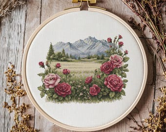 Mountains cross stitch Pattern, Mountain landscape Stitch kit, Cross Stitch Pattern, cross stitch kit, PDF Pattern, digital download