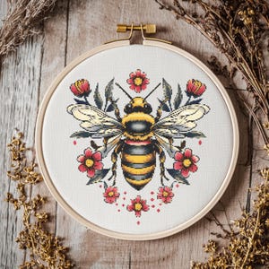 Bee stitch Pattern, Honeybee bee Stitch kit, Cross Stitch Pattern, cross stitch kit, PDF Pattern