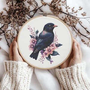 Floral bird cross stitch Pattern, Bird Stitch kit, Cross Stitch Pattern, cross stitch kit, PDF Pattern, digital download