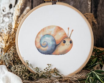 Cute Snail Cross stitch Pattern, Cute Snail Cross Stitch, Cross Stitch Pattern, Cross Stitch kit, Stitch Pattern, PDF Pattern