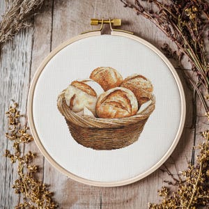 French Breads Cross Stitch Pattern: Basket of Rolls (PDF Pattern)