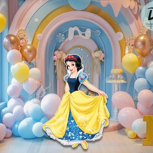 Recorte de princesa de gran decoración, cumpleaños de Blancanieves, accesorio para fiesta de princesa, decoración de princesa, descarga instantánea imprimible