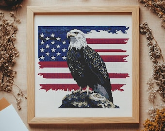 Eagle with Flag Cross stitch Pattern, Eagle with Flag Cross Stitch, Cross Stitch Pattern, cross stitch kit, PDF Pattern