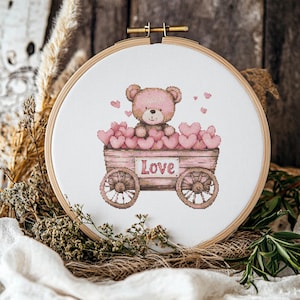 Love Bear cross stitch Pattern, Love Bear Stitch kit, Cross Stitch Pattern, cross stitch kit, PDF Pattern, digital download