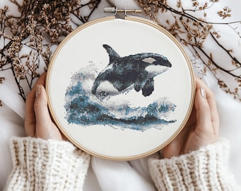 Orca cross stitch Pattern, Fish Stitch kit, Cross Stitch Pattern, cross stitch kit, PDF Pattern, digital download