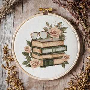 Book with flower Cross stitch Pattern, Book Cross Stitch, Cross Stitch Pattern, cross stitch kit, PDF Pattern