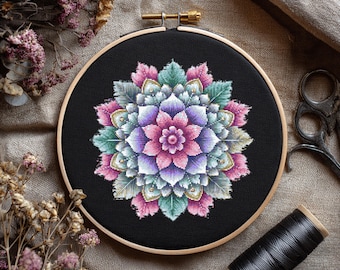Mandala Cross Stitch Pattern: Detailed Floral Design (PDF Pattern, Instant Download)