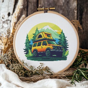 Camper Van Cross Stitch Pattern: Adventure Vehicle (PDF Pattern)