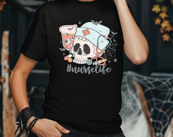 Halloween Nurse T-Shirt, Costume Party Shirt, Fun Nurse Tee, Halloween Apparel, Trick-or-Treat Outfit