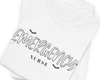 Emergency Nurse Halloween Tshirt, Nurse Halloween Costume Tee, Unisex Jersey Shirt, Medical Worker Gift, Scary Halloween Nurse Apparel