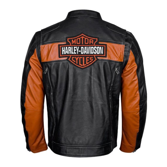 Harley Davidson Embroidered Biker Jacket Men's Genuine - Etsy