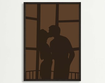 Silhouette in the window art print Couple kissing silhouette wall art Couple shadow poster Abstract woman printable art self love art Silhouette in the window art print Couple kissing silhouette wall art Couple shadow poster Abstract woman printable art self love art