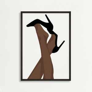 Black Woman Fashion Heels Art Print, Benen art print, Classy Woman Art, Printable Wall Art, Moderne kunst, Printable Wall Art Print, Instant download
