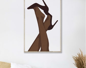 Black Woman Fashion Print: Legs & Heels Art, Classy Wall Decor (Instant Download)