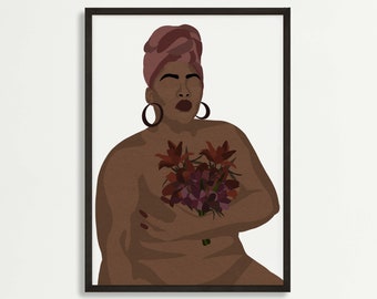 Black Woman Art Print: Body Positive Feminist Illustration (Digital Download)