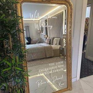 Personalised Welcome To Our Wedding Mirror Sign | Mirror Decal | Elegant Vinyl Decor | Custom Wedding Sign Stickers | Reception Decor