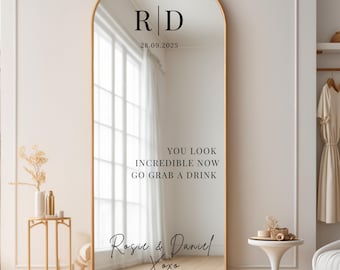 Personalised You Look Incredible Mirror Sign | Mirror Decal | Elegant Vinyl Decor | Custom Wedding Sign Stickers | Reception Decor