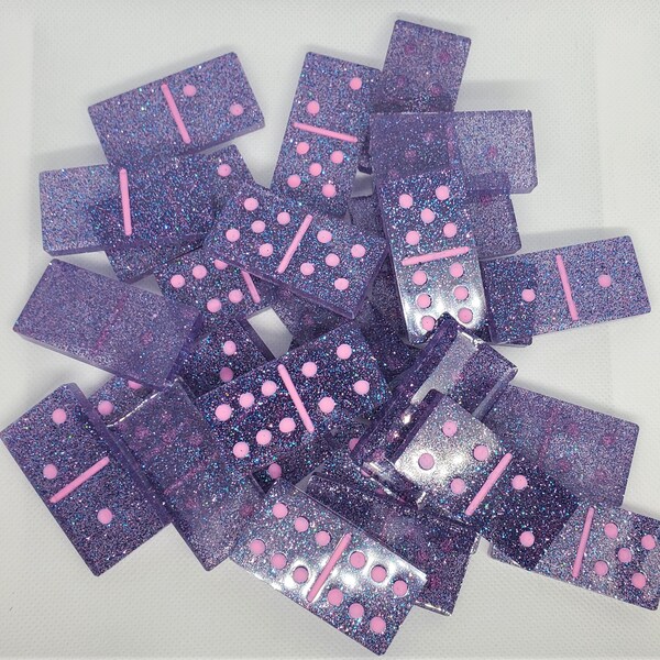 Light Purple Glitter Dominoes - 28 pc