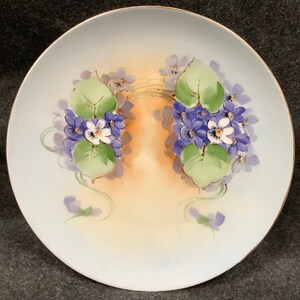 Vintage German J & C Bavaria pansies and leaves collectors plate
