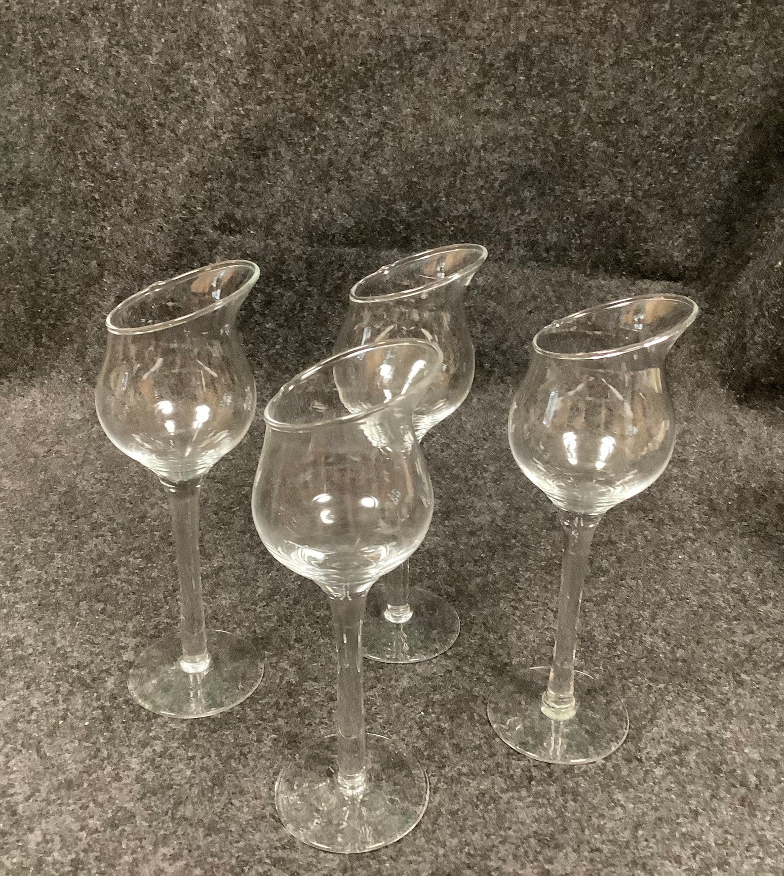 Vintage set of hand blown slanted wine glasses Etsy