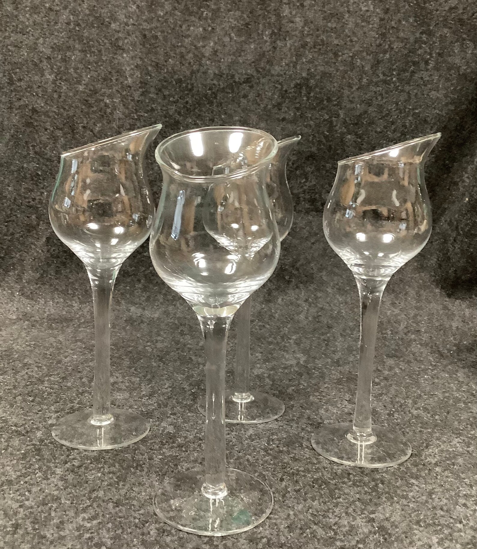 Vintage set of hand blown slanted wine glasses Etsy