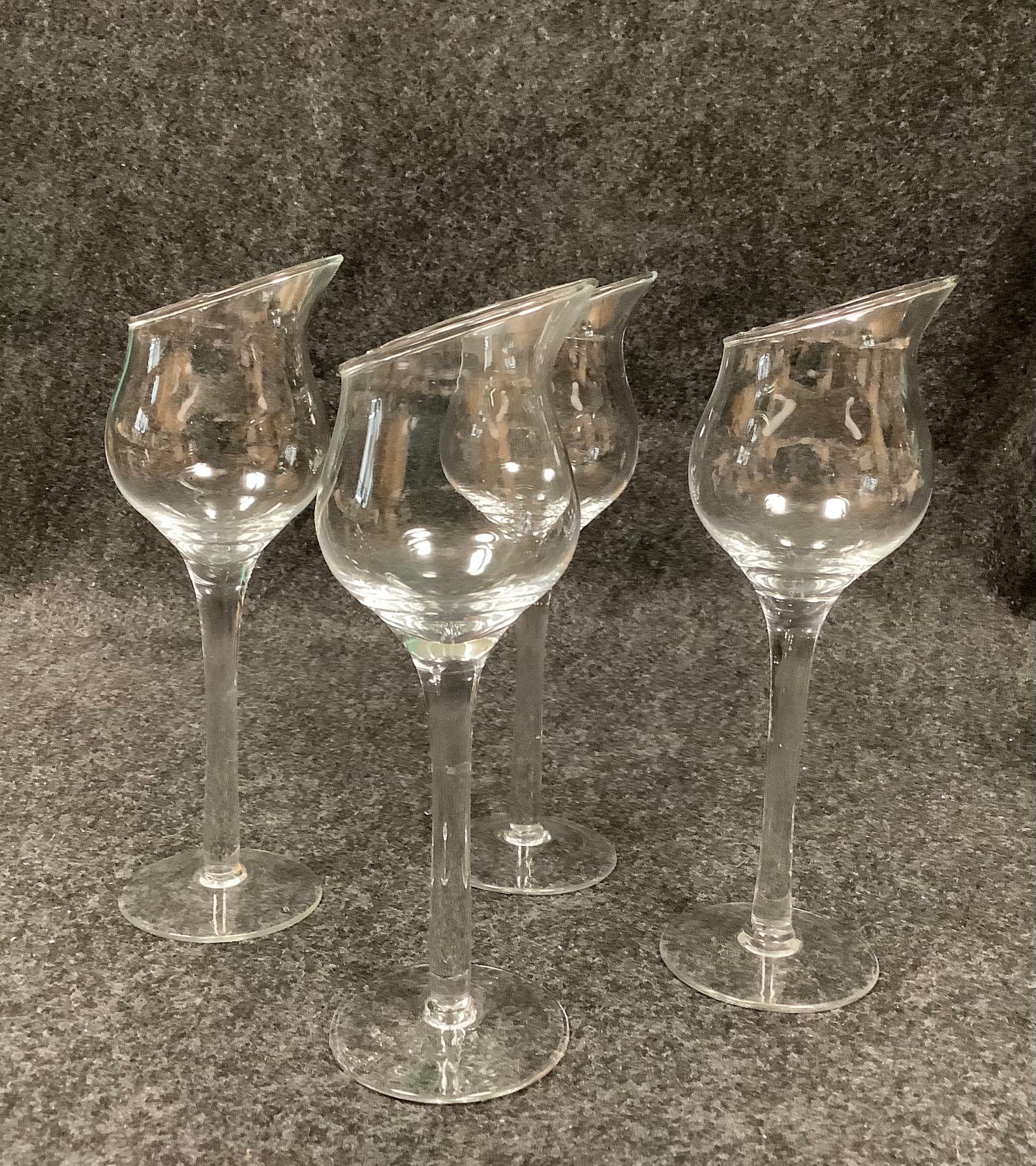 Vintage set of hand blown slanted wine glasses Etsy