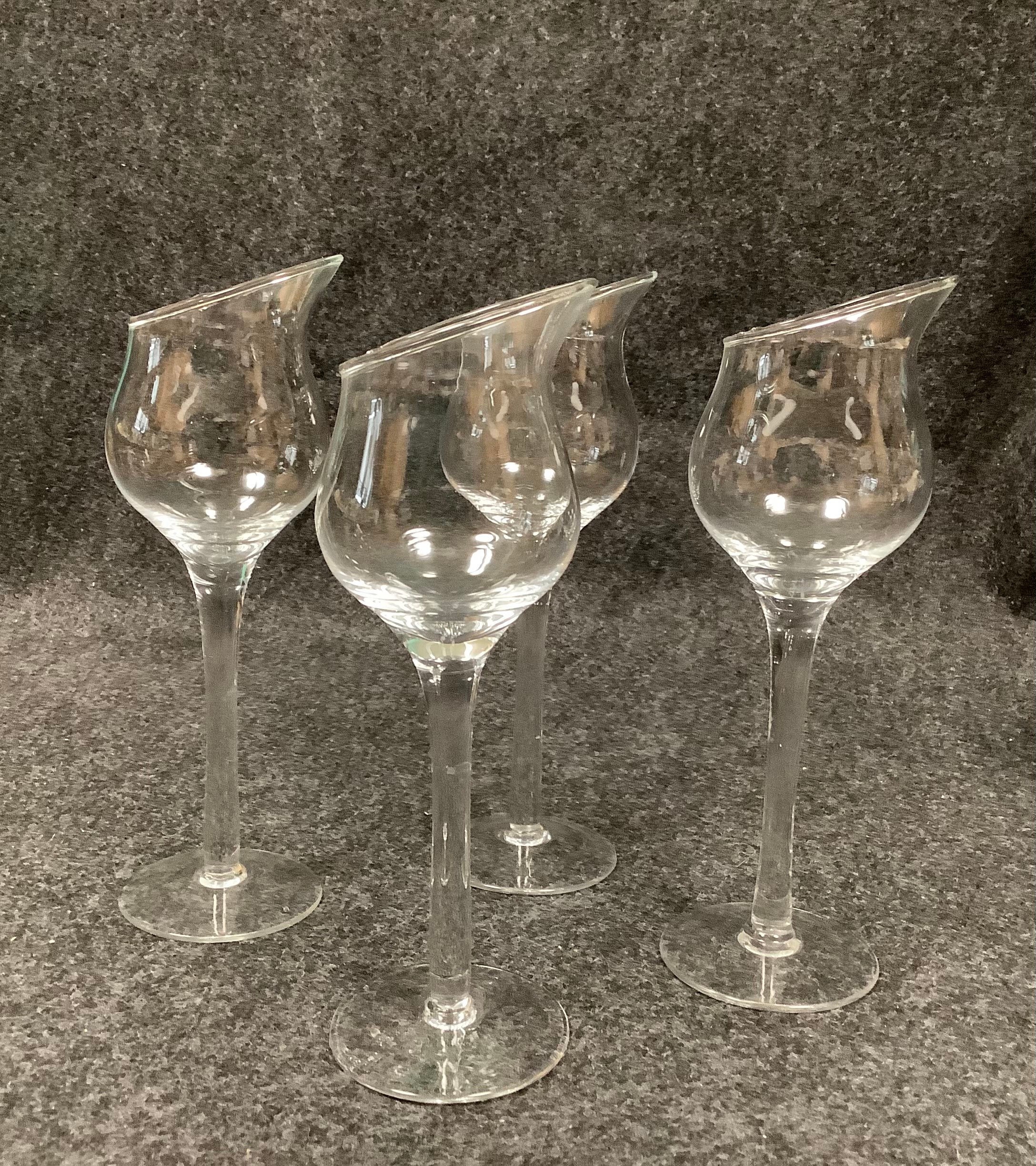Vintage set of hand blown slanted wine glasses Etsy
