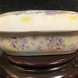 Antique Royal Bayreuth Bavaria Floral Tapestry covered trinket dish.