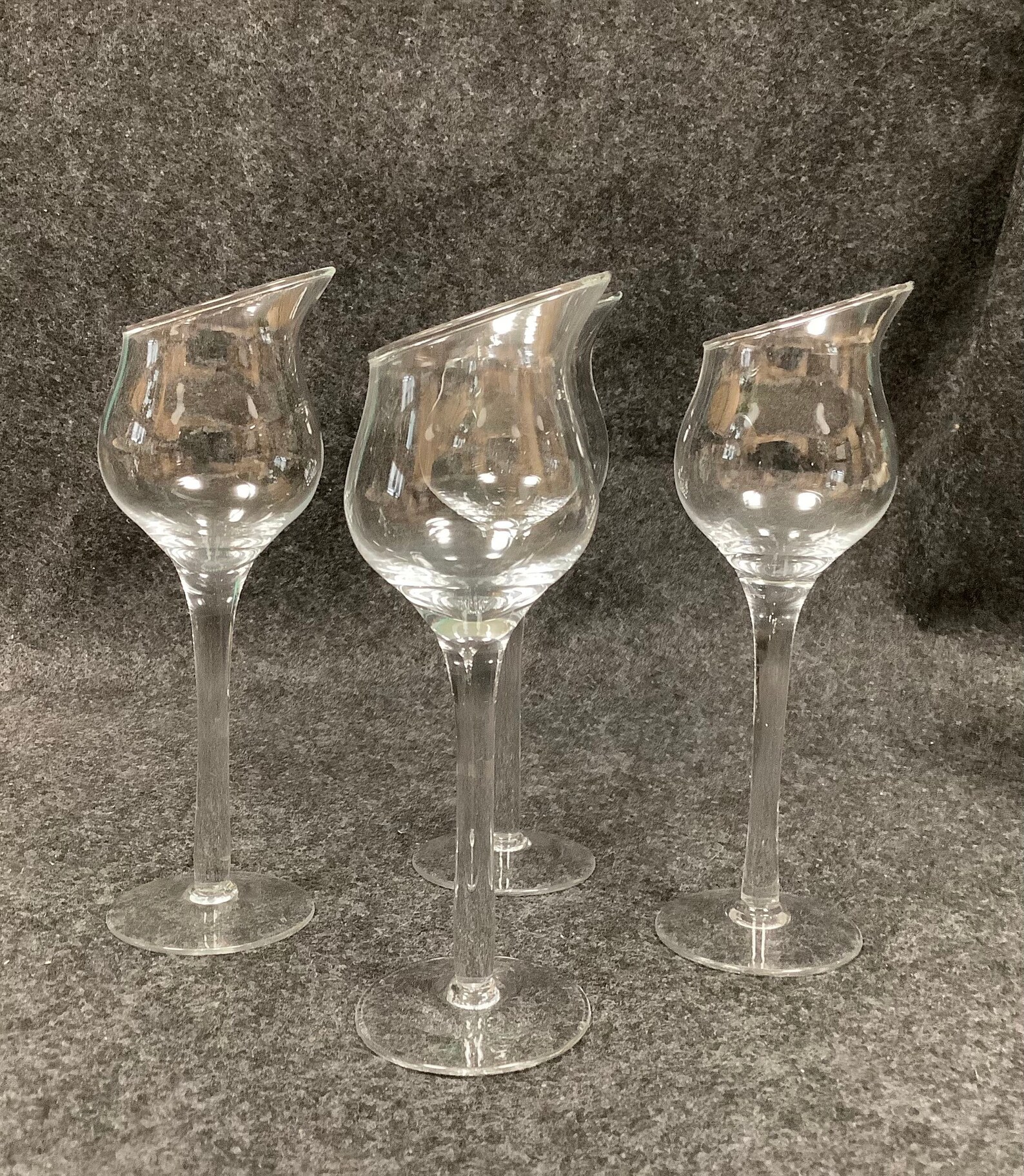 Vintage set of hand blown slanted wine glasses Etsy