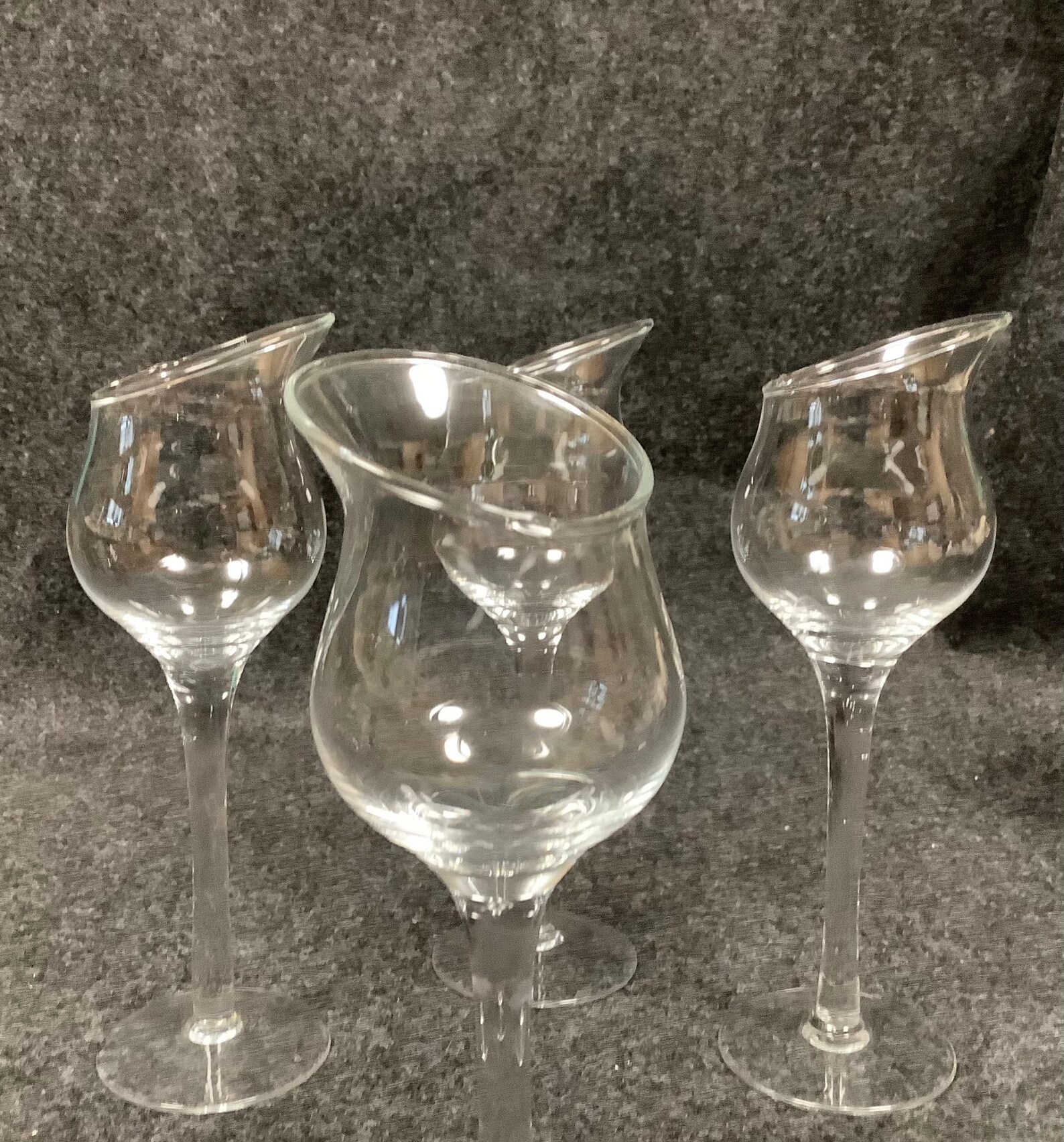 Vintage set of hand blown slanted wine glasses Etsy