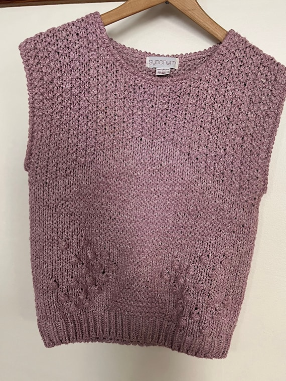 Lilac/Light Plum Vintage Knit Sweater Vest - image 1