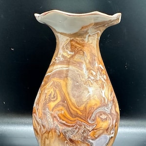 Lusterware Swirl Vase: Ruffled Edge, Muted Colors