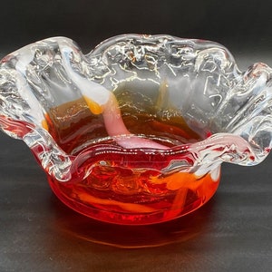 Vintage Art Glass Bowl: Ruffled Edge Candy Dish
