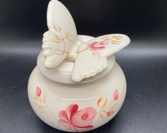 Hand Painted Dainty Rose Candle Holder and Matching Butterfly Wall Art - Lasting Products Inc.  Made in USA!
