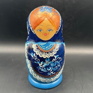 Vintage Hand Painted Russian Stacking Doll, Matryoshka Doll or Nesting Doll