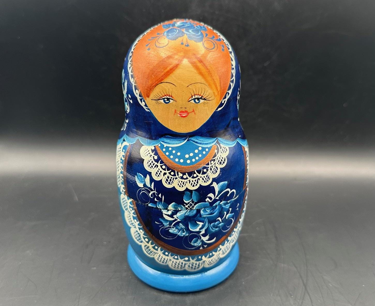 Vintage Russian Santa Nesting Doll, 5-piece Christmas Nesting Doll, Hand Painted Nesting Doll, Collectible Vintage Christmas Nesting Doll