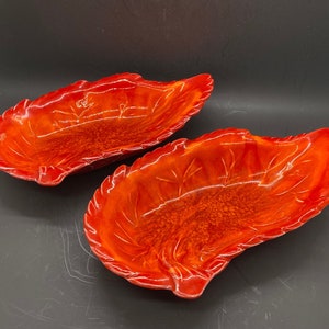 Vintage California Pottery Serving Dish: Mid-Century Modern Leaf Pattern