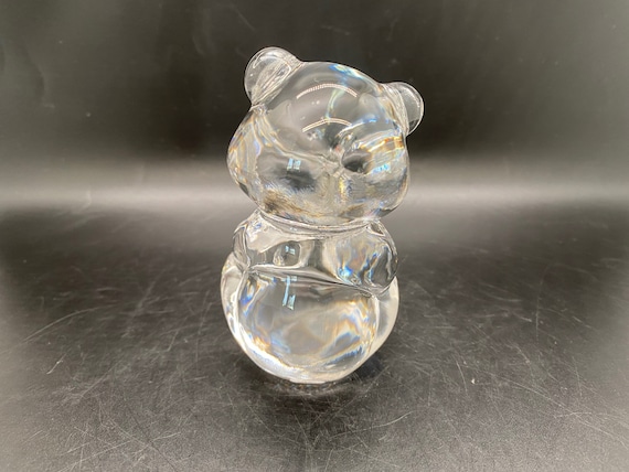 Vintage Fenton Art Glass Bear Figurine: Amethyst Heart Birthstone