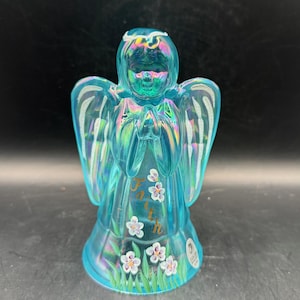 Fenton Angel Figurine: Hand-Painted, 22K Gold Trim, Poinsettia Pattern