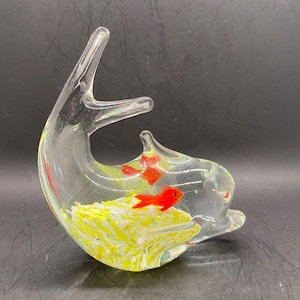 Blown Glass Dolphin Paperweight: Orange Fish Collectible