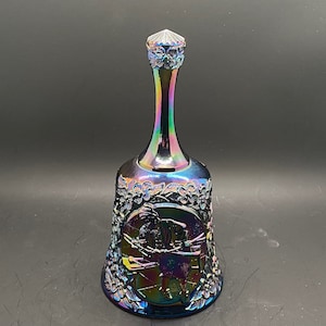 Fenton Bell, Amethyst Carnival Glass, Craftsman Pattern, 1980s
