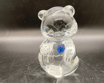 Vintage Fenton Art Glass Bear Figurine: Amethyst Heart Birthstone
